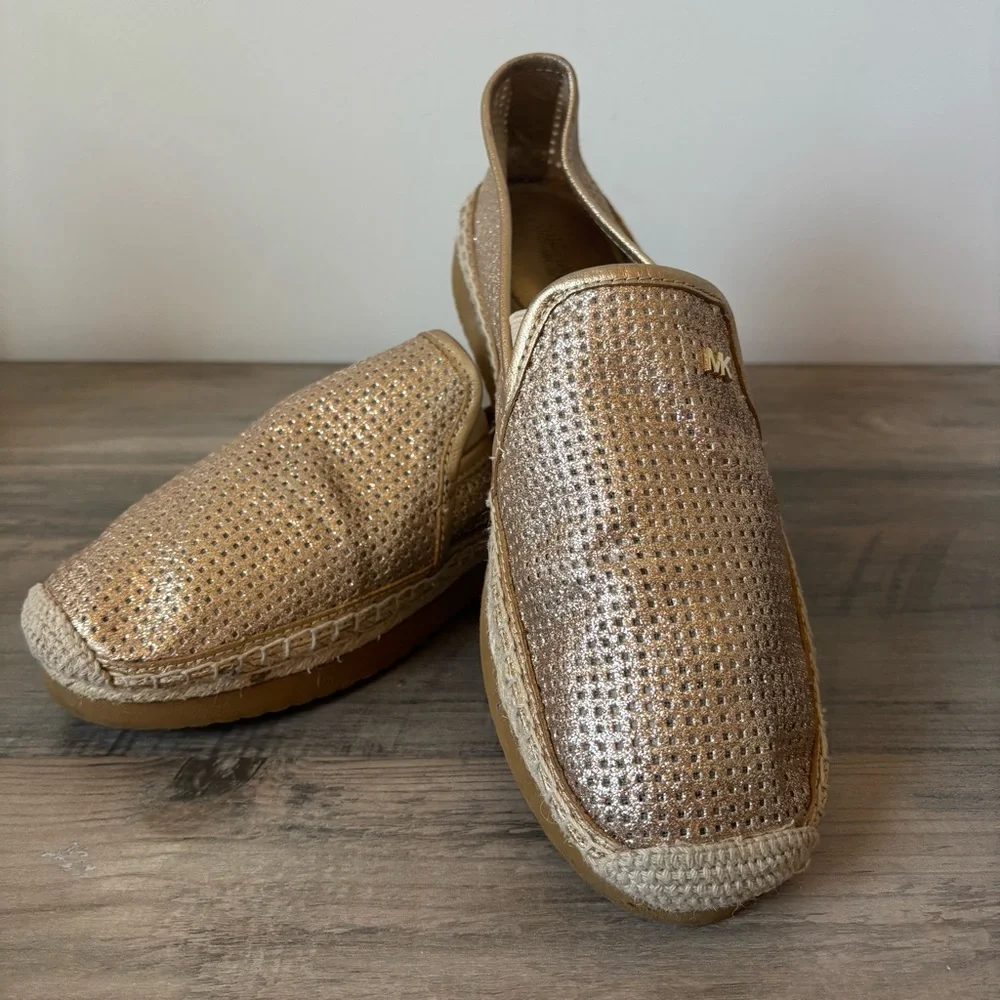 Michael Kors Gold Glitter‎ Espadrilles Flats Size 8.5